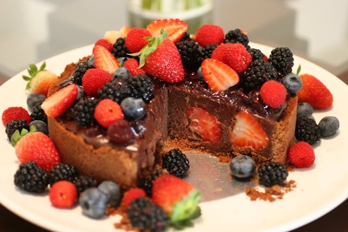 Torta de frutas com chocolate!