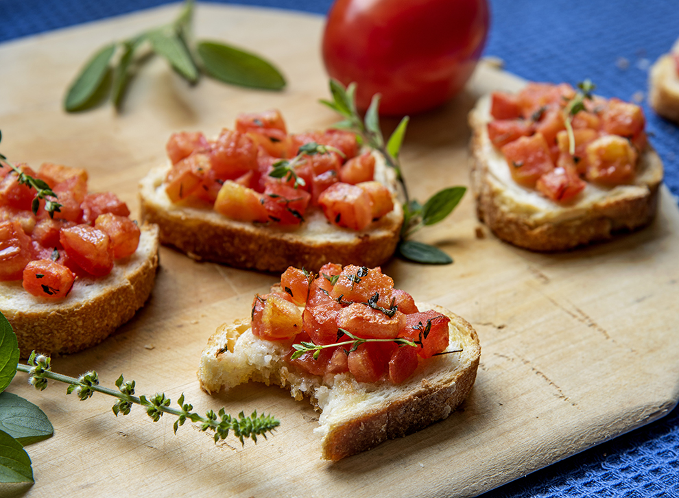 Dica Almoo Dia das Mes - Entrada Bruschetta de tomate